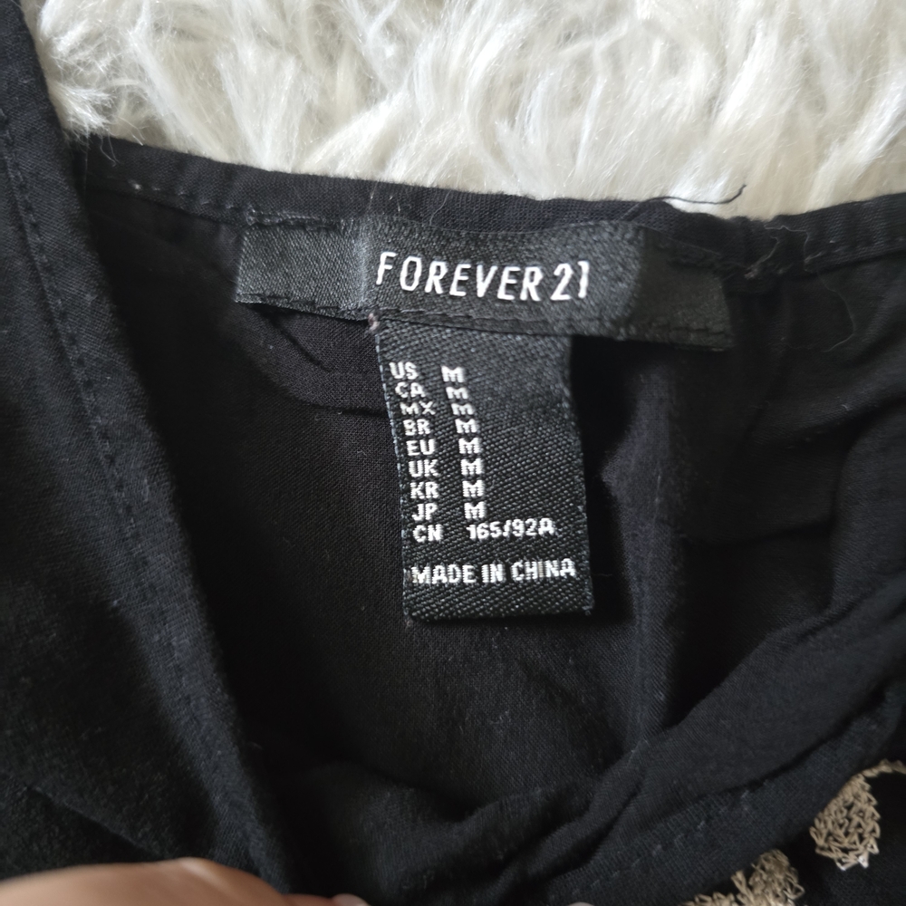 Forever 21 Black and White Embroidered Romper - Size Small - Picture 3 of 3